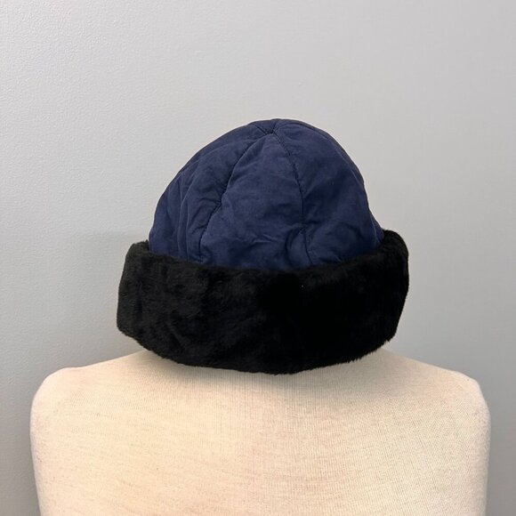 Skea Vintage Faux Fur Winter Hat Navy - Picture 7 of 8